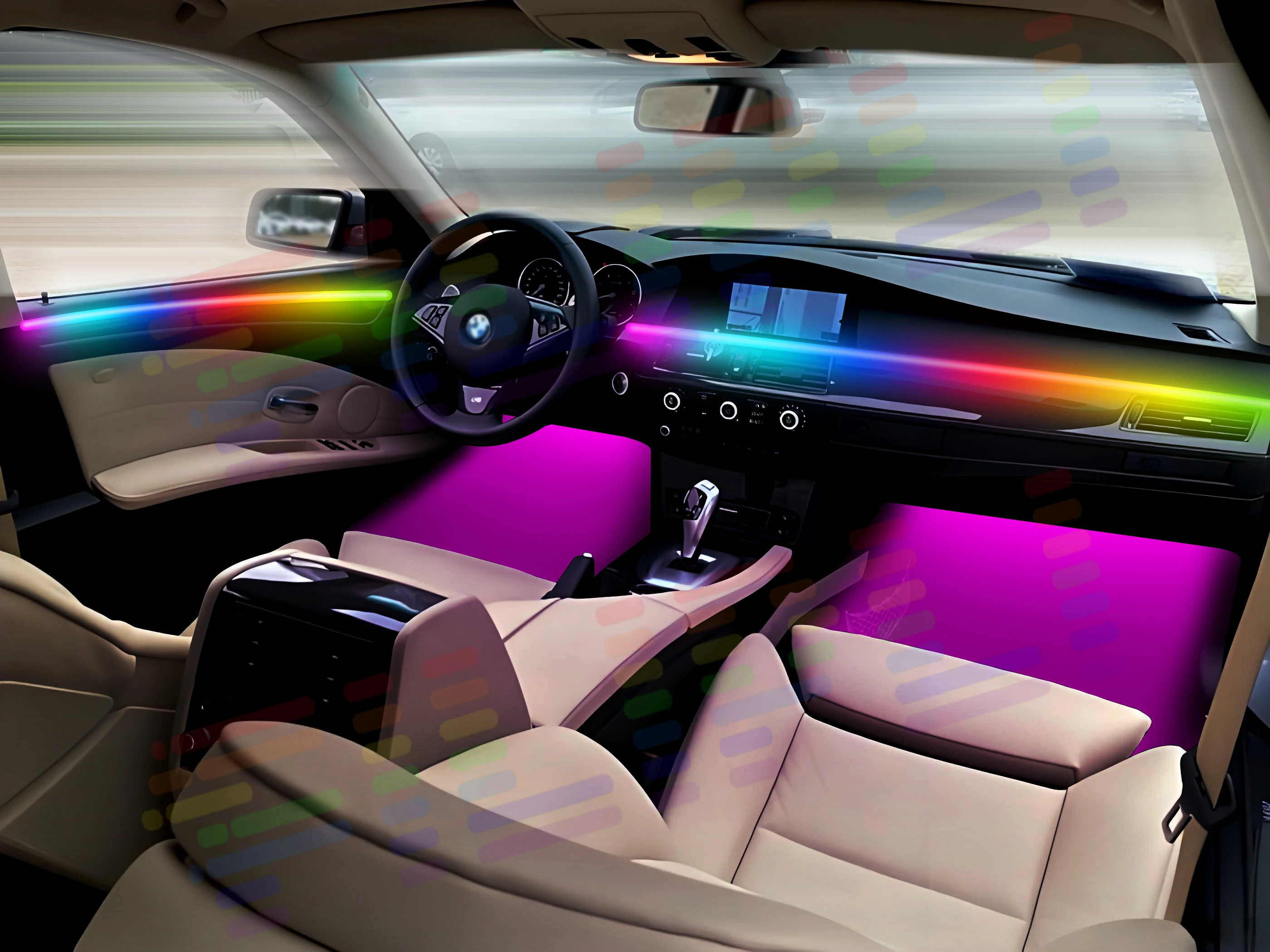 سيارة المحيطة ضوء التحديثية الداخلية LED قطاع لسيارات BMW X1 X2 X3 X4 X5 X6 X7 الديكور جو مصباح APP 64 ألوان RGB سيمفونية
