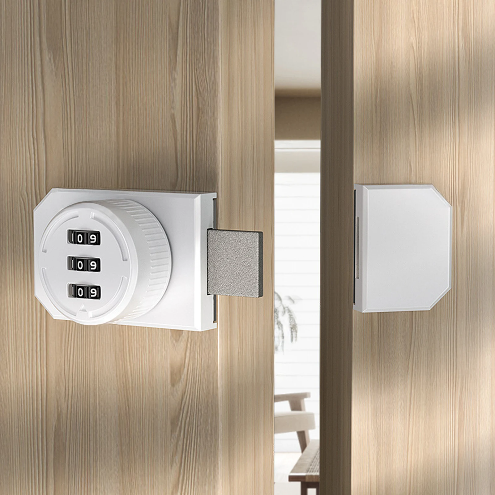 3 Digit Password Cabinet Locks No-Punch Combination Door Lock with Combination Latch for Closet Door Barn Door