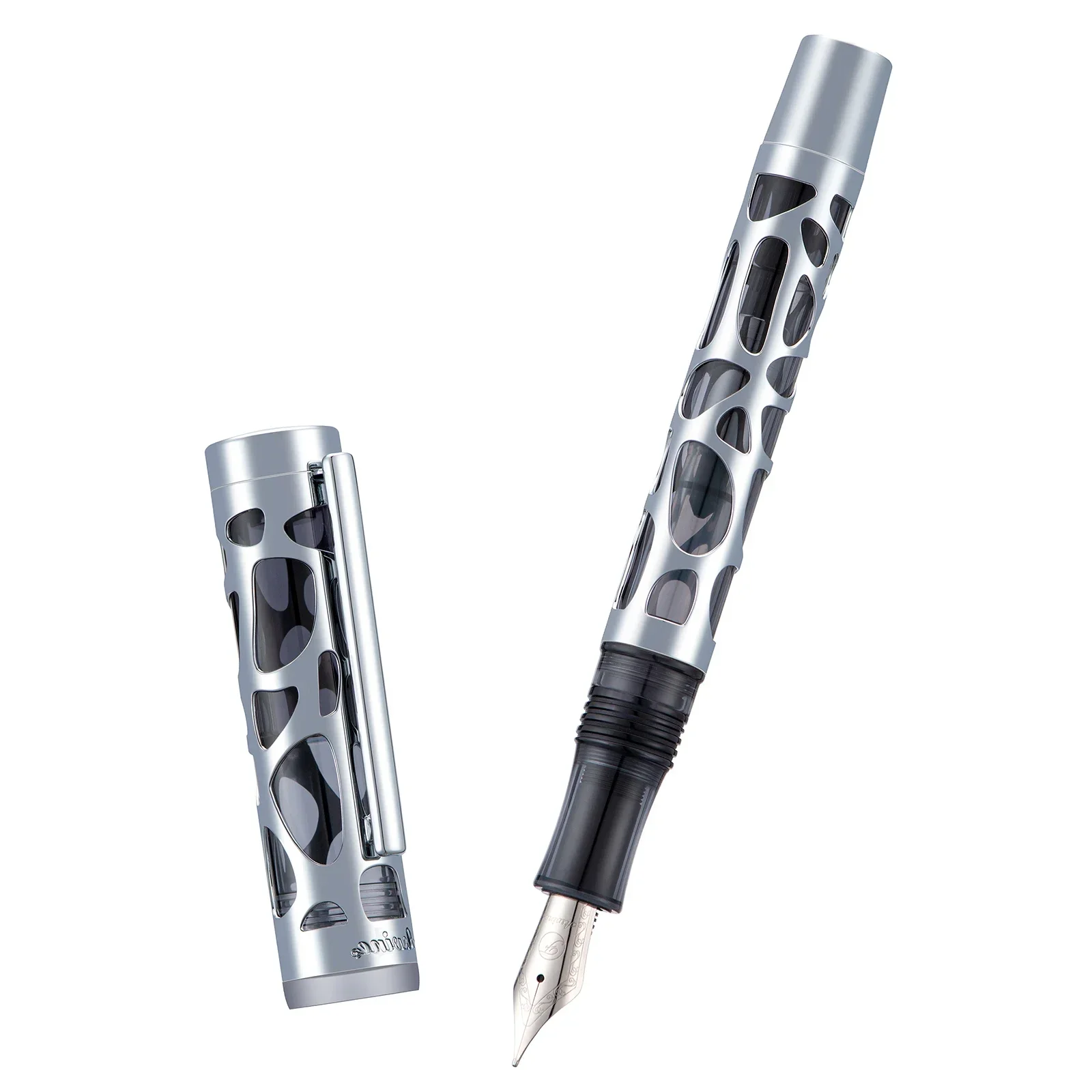 Asvine M169 akrylowe pióro wieczne z zakraplaczem przezroczyste metalowe pióro szkieletowe w zestawie z konwerterem EF/F/M stalówka pisanie długopis biurowy — zdjęcie produktu 4