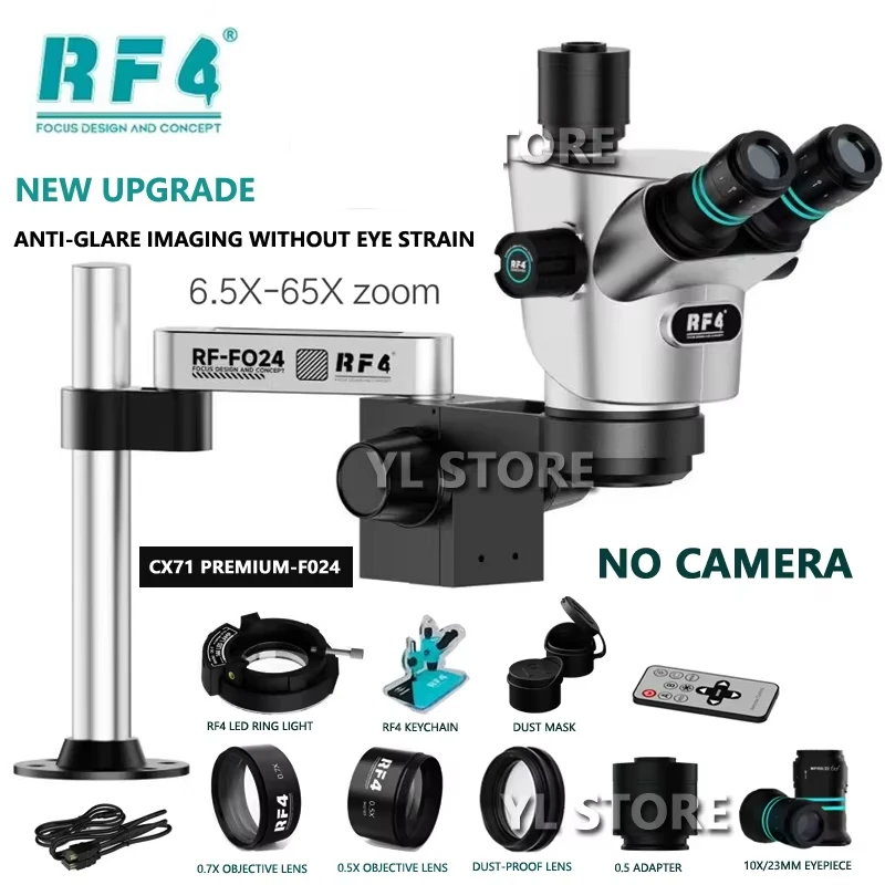 RF4 CX71P 6.5-65 Trinocular Stereo Microscope 4K Camera For Phone