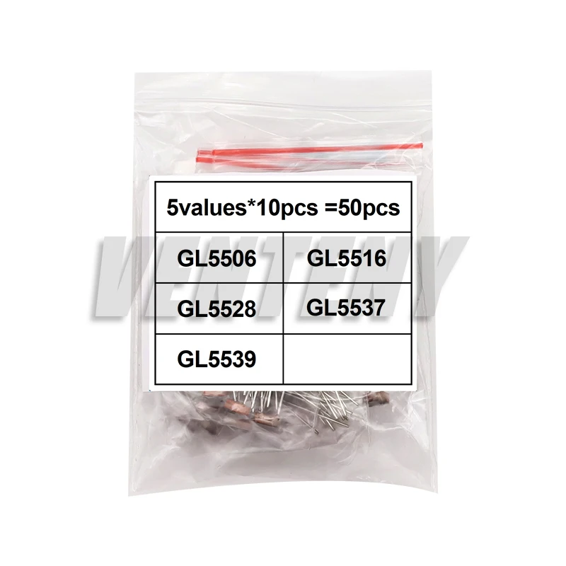 50pcs (5value*10pcs) LDR Photoresistor diy kit GL5506 GL5516 GL5528 GL5537 GL5539 resistor resistance