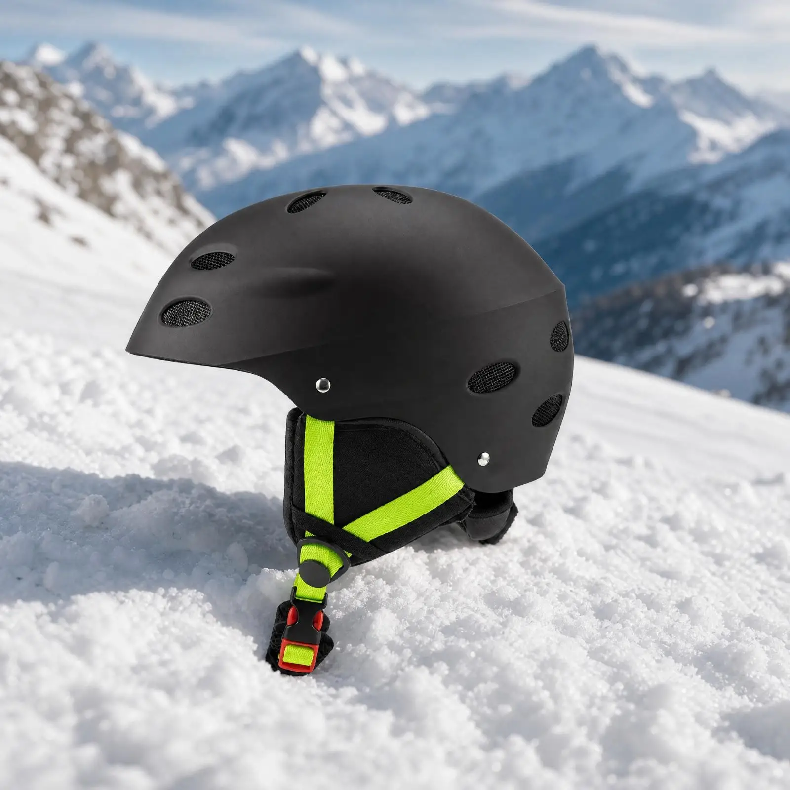 Snow Skiing Helmet Adult Headgear with ABS Outer Shell and Soft Ear Coverage Plus Adjustable Buckle Strap for Snowboard Mountain