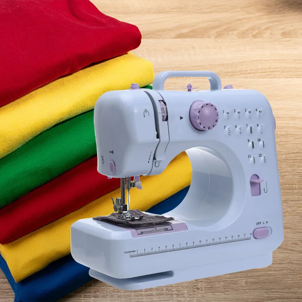 

Beginners 12 Stitches Mini Portable Electric Sewing Machine for Foot Pedal Night Light Speed Control for DIY Home Sewing Mending