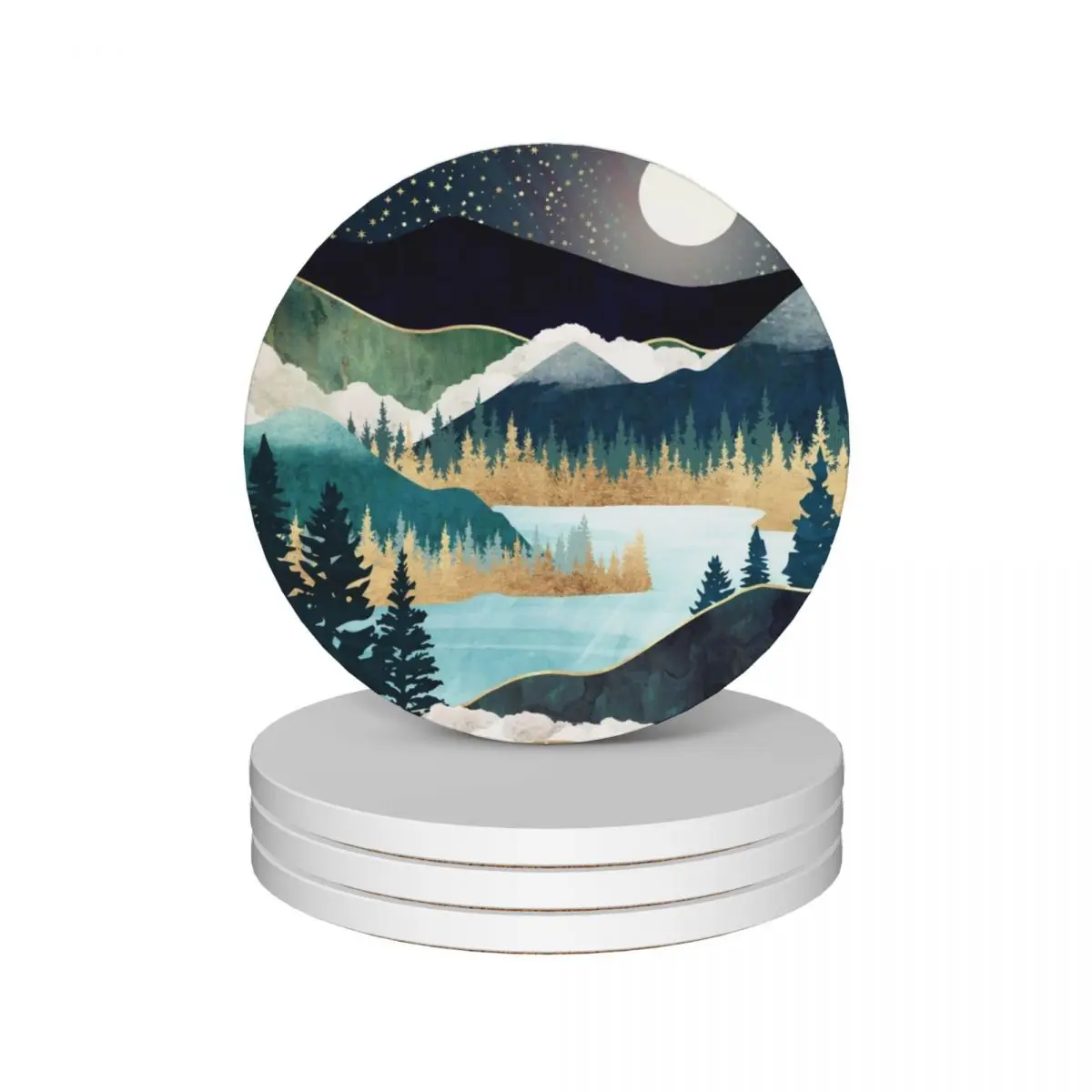 

Star Lake Ceramic Coasters (Set of 4) holder black plate Coasters