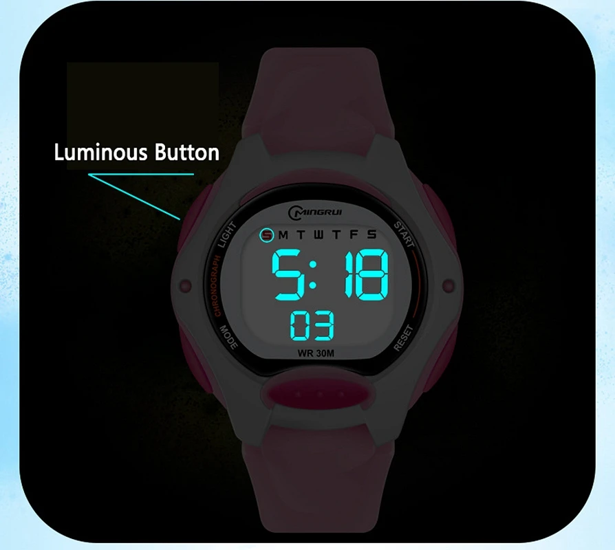 Watch for Girl Waterproof Digital Sport Kids Watches White Silicone Strap Alarm Electronic Young Children Watch Clocks