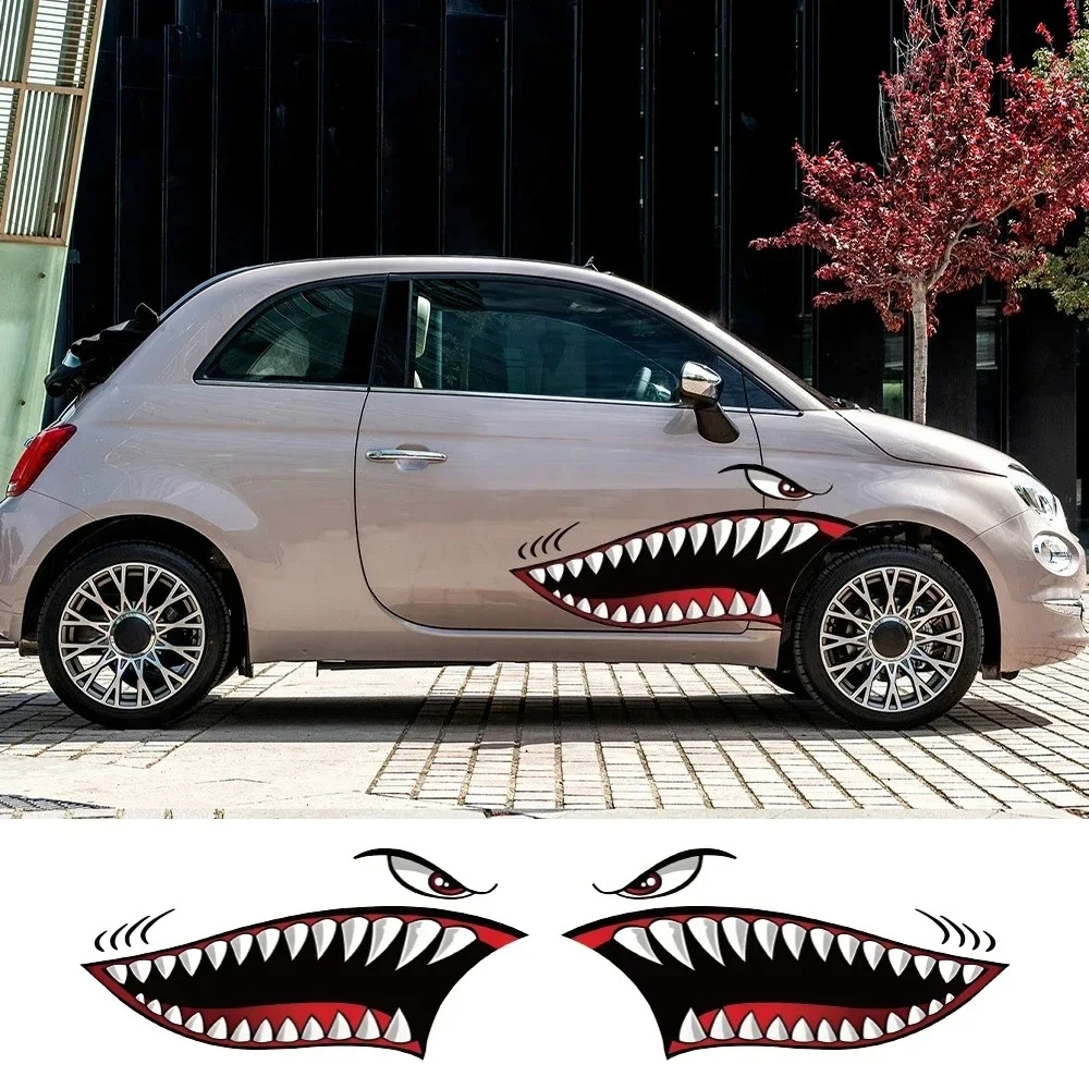 

Car Door Side Stickers Fierce Shark Vinyl Decals For Fiat Abarth 500 595 cc Auto Body Styling Decoration Stickers Accessories