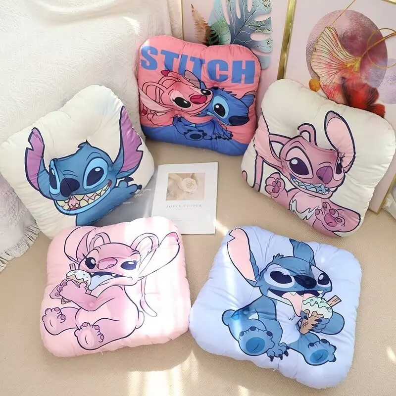 40CM Cartoon Disney Stitch Doll Pink Blue Office Seat Cushion Warm Non-slip Butt Cushion High Chair Cushion Thickened