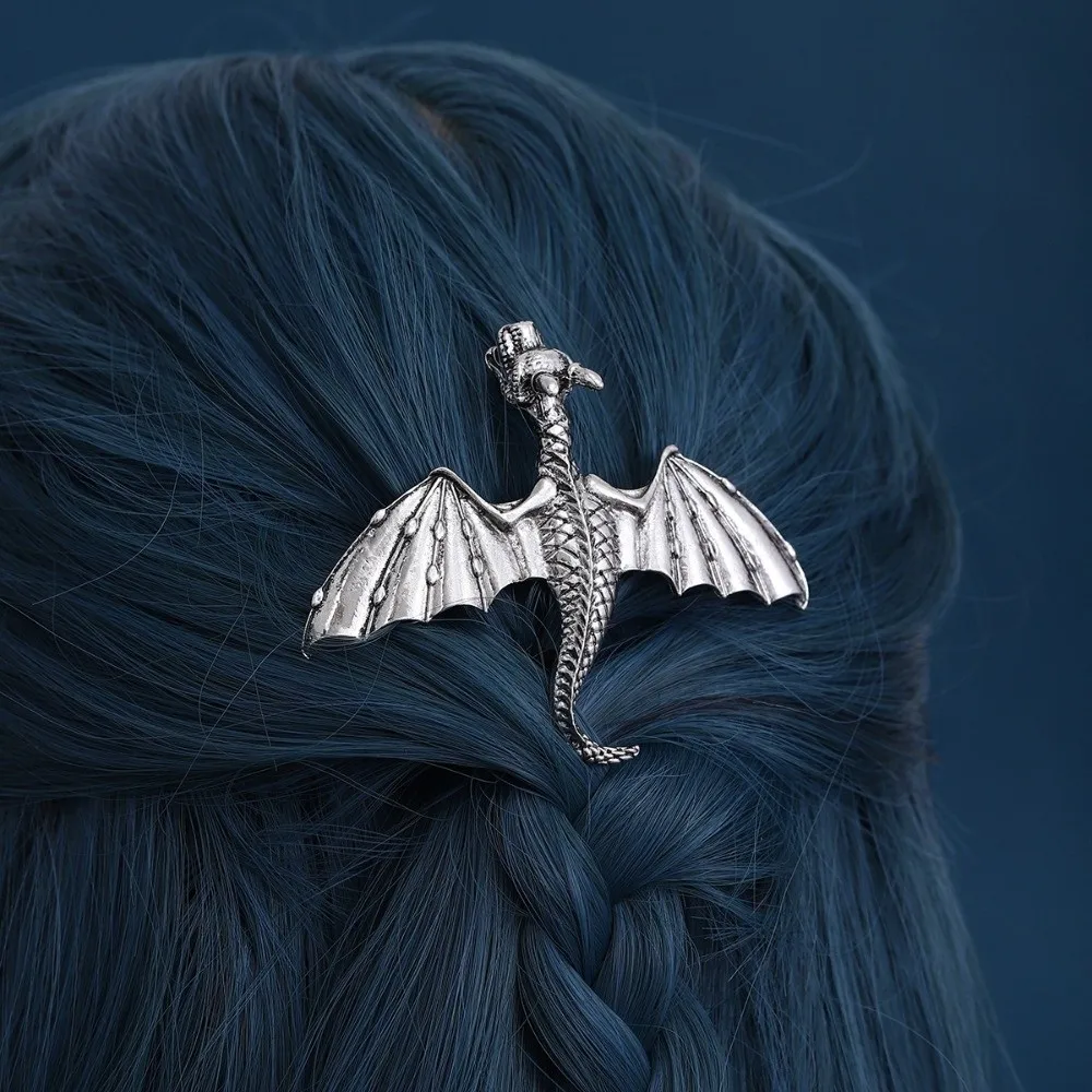 Flying Dragon Vintage Hair Clip Metal Alloy Nordic Style Dragon Hair Clip Gothic Punk Hair Accessories Hair Barrette Headdress view 3