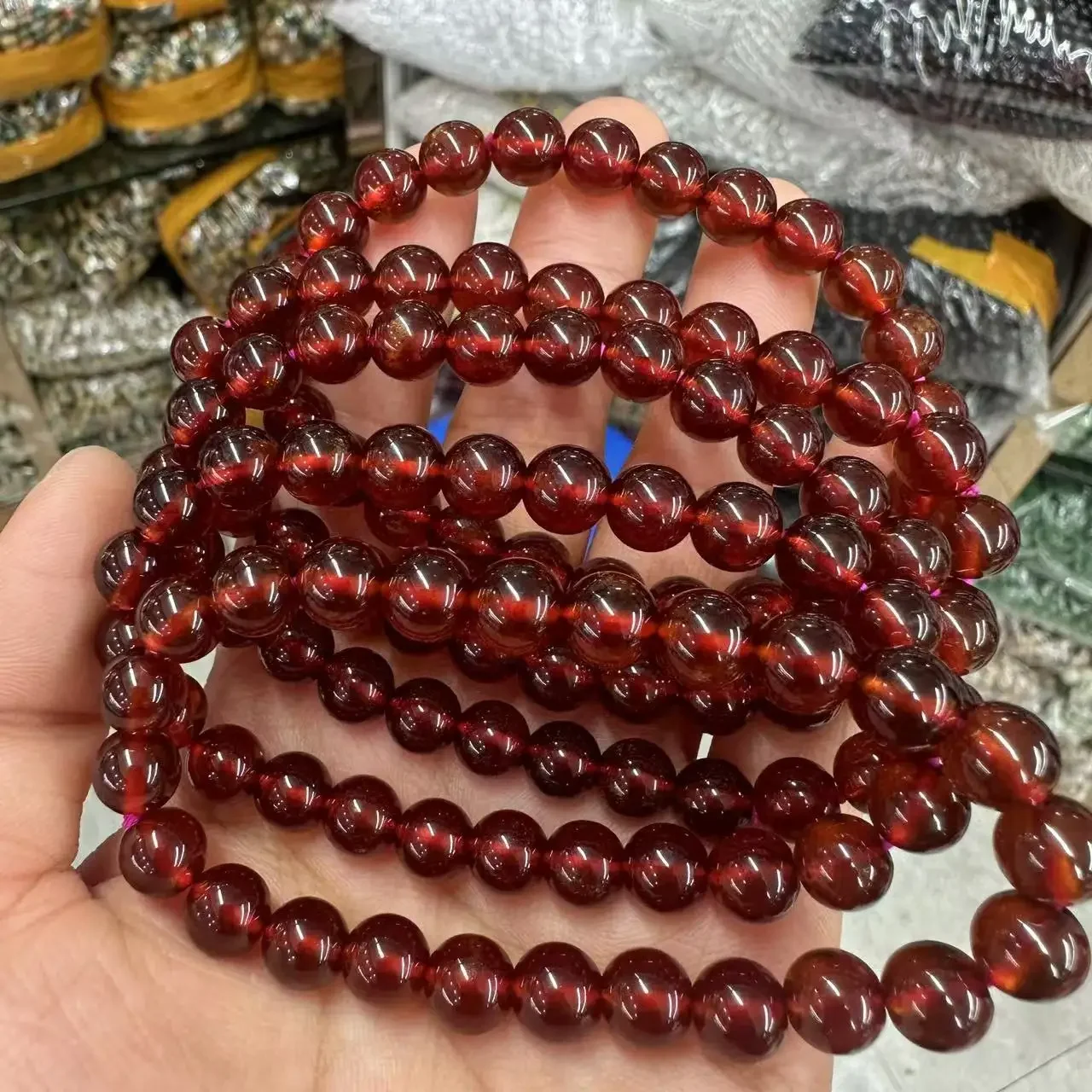 

Handmade Good Quality Orange Garnet Bracelet | Natural Gemstone Fashion Jewelry Bangle for Women Men Gift Wholesale