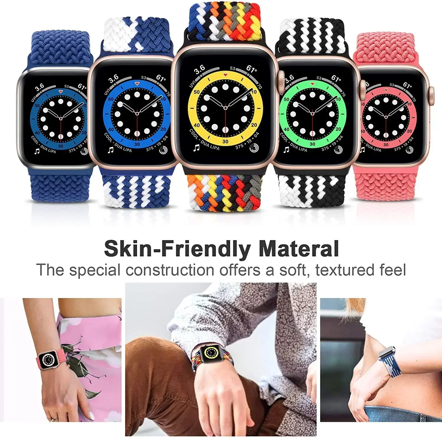 Elastisches Nylon-Armband für Apple Watch Ultra Band 40mm 44mm 41mm 38mm 49mm 45mm Geflochtener Solo Loop IWatch Series 9 8 7 3 Se Armband – Detail 2