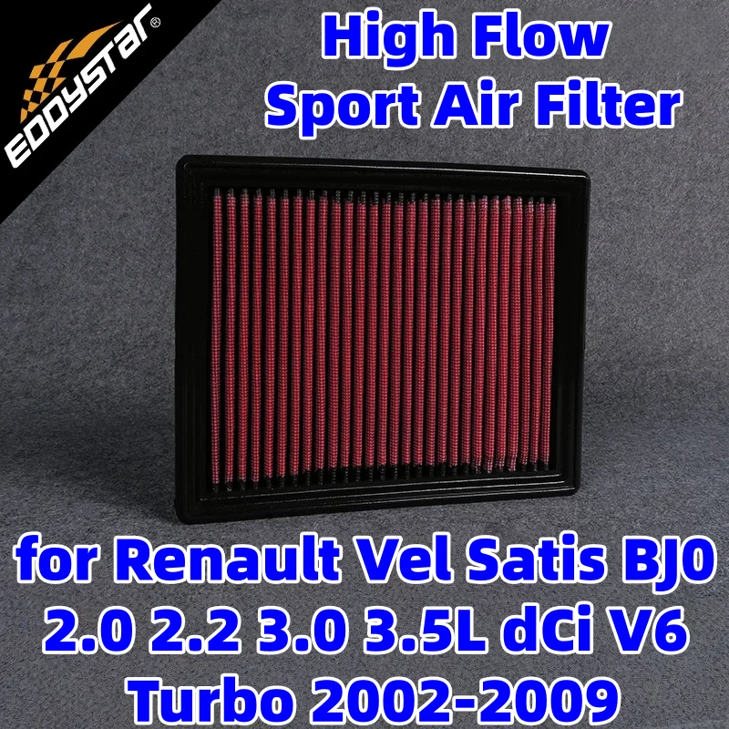 

Спортивный воздушный фильтр с высоким расходом для Renault Vel Satis BJ0 2,0 2,2 3,0 3,5 л dCi V6 Turbo 2002-2009, моющиеся гоночные впускные фильтры