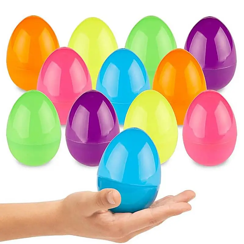 50 Uds. De huevos de Pascua de plástico rellenables con estampado colorido, Cajas de Regalo de dulces DIY, juguetes para niños, Baby Shower, recuerdos para niños, huevos vacíos de Pascua