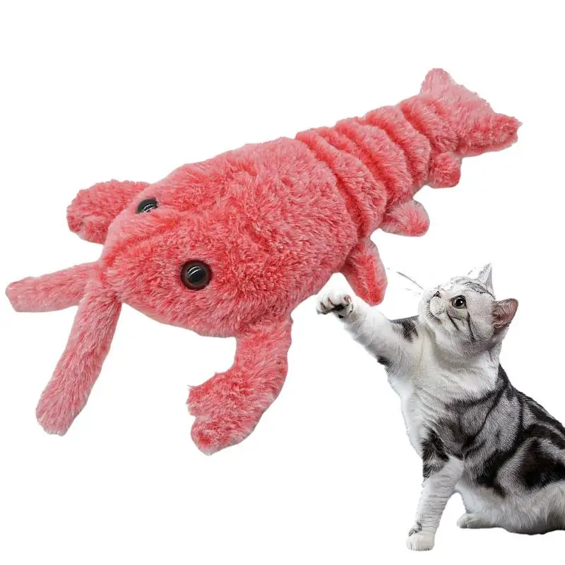 Pet Electric Plush Toy Puppy Dog Cat Interactive Plush Lobster Electric Toy Rechargeable Pet  Toy With Removable Catnip Bag