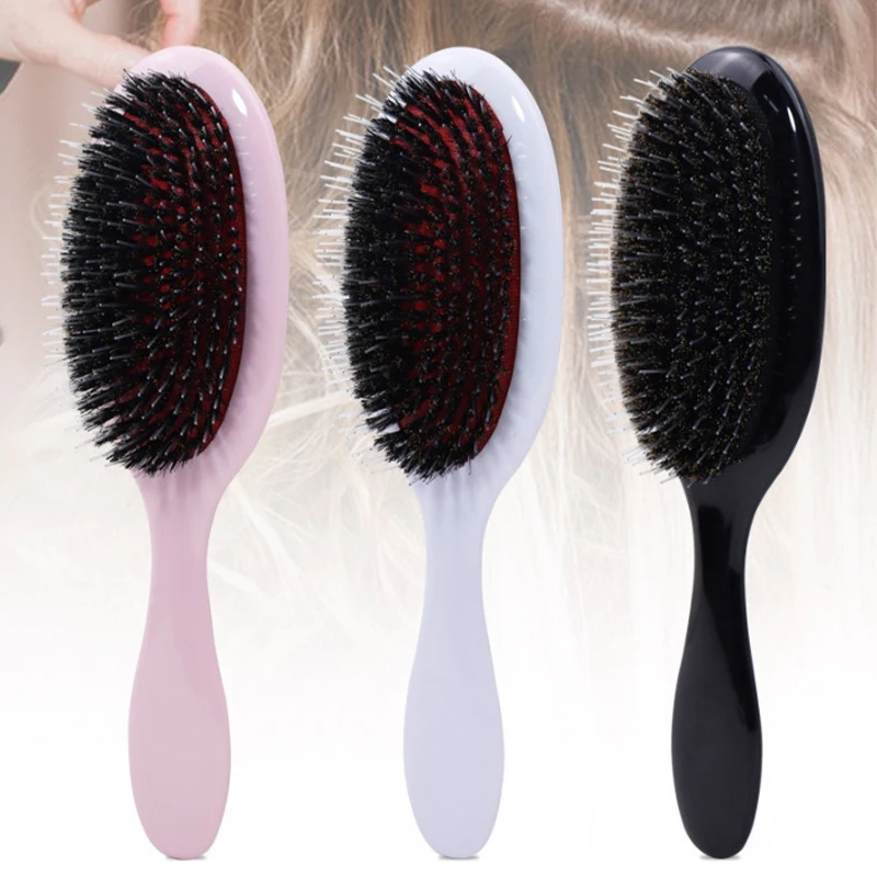 1PC Oval Boar Bristle & Nylon Hair Comb Mini Anti-static Hair Scalp Massage Comb Hairbrush Salon Hair Brush Styling Tool