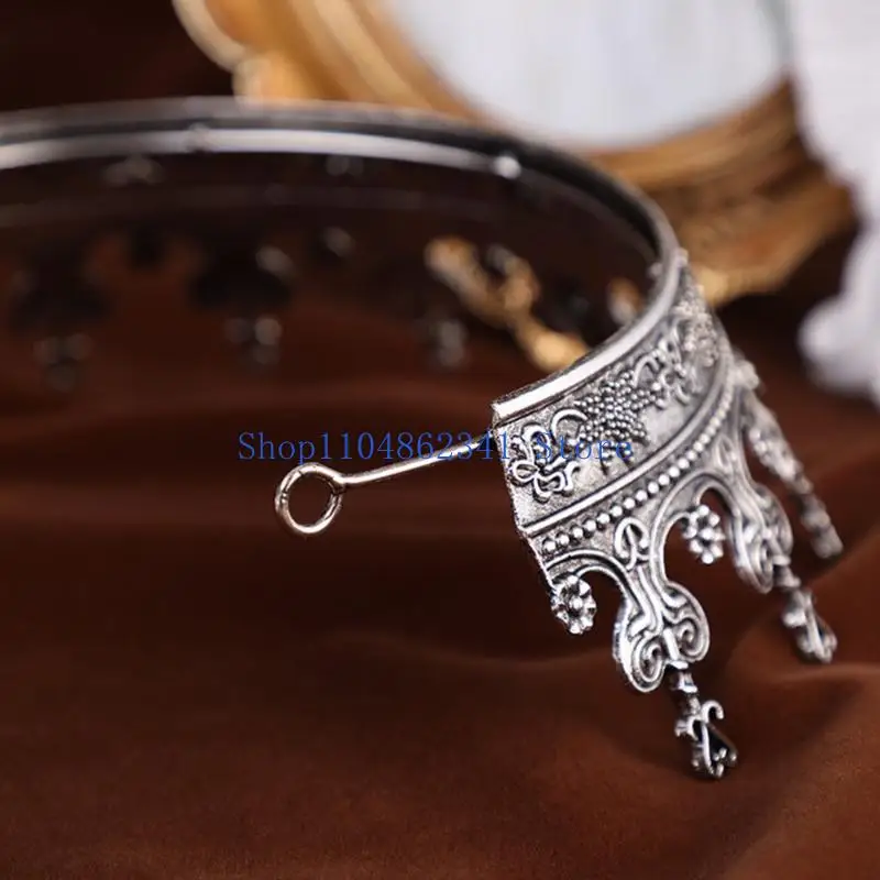 5ASD Baroque Tiaras العصابات المعدنية Crownpiece للعروس حفل الزفاف لتيجان مناسبة رسمية ملحقات رأس المأب