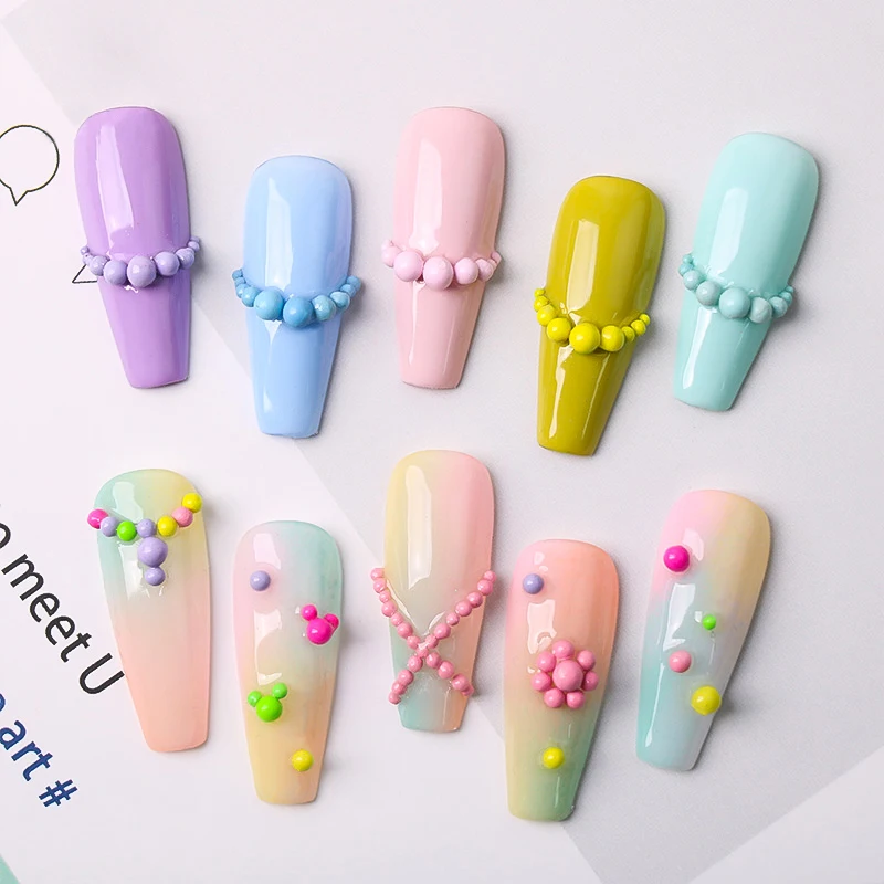 Piccoli macaron perline in acciaio ciondoli per unghie decorazione mini palline in metallo dimensioni miste unghie arte gioielli manicure accessori