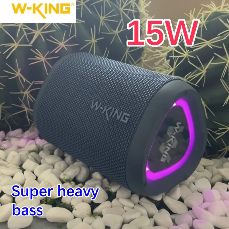 

W-king 15W Mini Portable Speaker IPX7 Waterproof Sound Box Bass Boost TWS Dual Pairing BT5.3 Outdoor Wireless Speaker