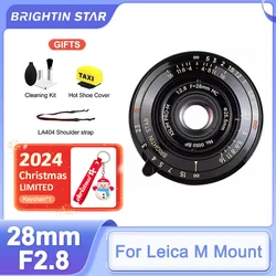 Brightin Star 28mm F2.8 Full Frame Large Aperture Fixed Focus Manual Focus Portrait Favored Camera Lens for Leica M Mount Camera