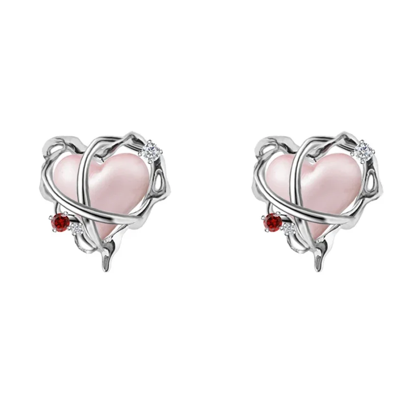 

Pink love female high-end temperament S925 silver needle earrings