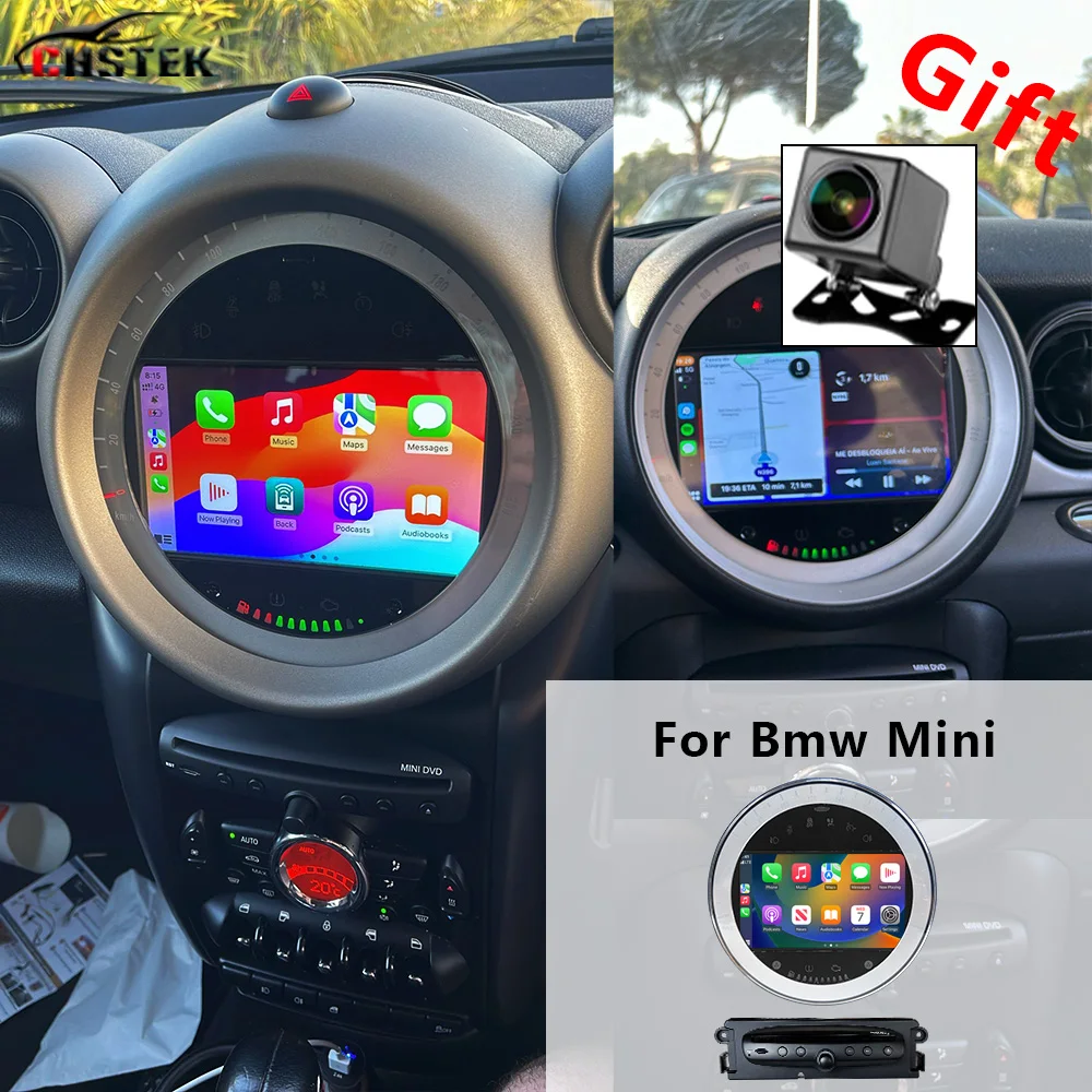 CHSTEK Car Radio Android 13 Carplay For BMW Mini Cooper R56 R55 R57 R58 R60 S Clubvan Coupe Clubman 2006-2015 BT GPS WIFI 4G DSP