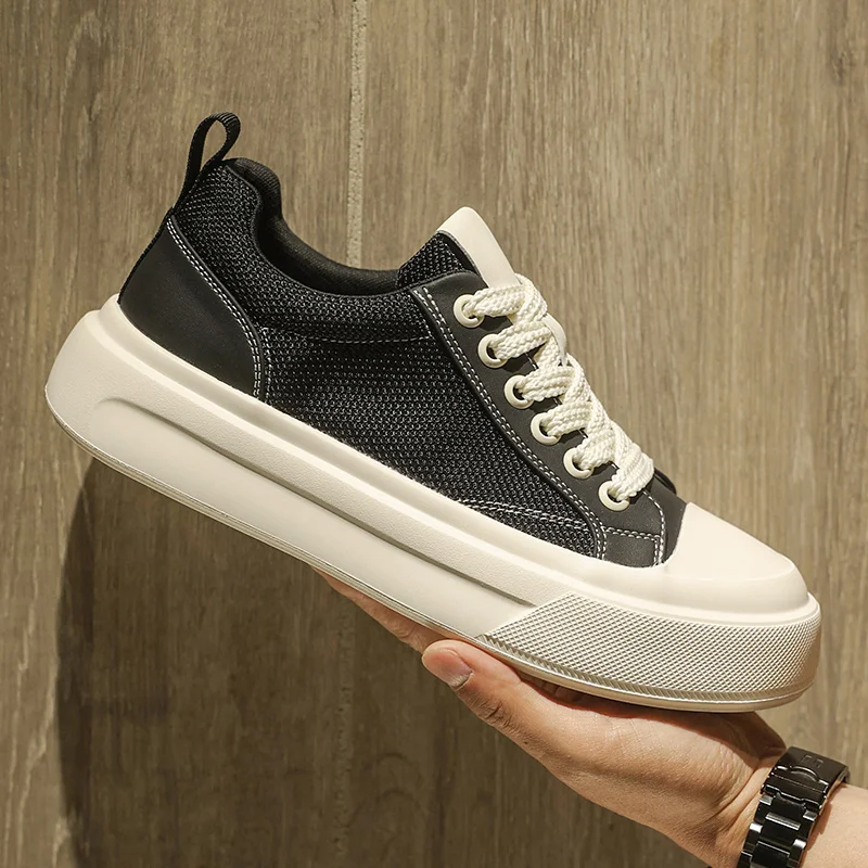 New Men's Shoes Mesh Fashion Low-top Vulcanized Shoes Male Casual Shoes Running Sports Thick Soled Shoes Board Zapatos Hombre