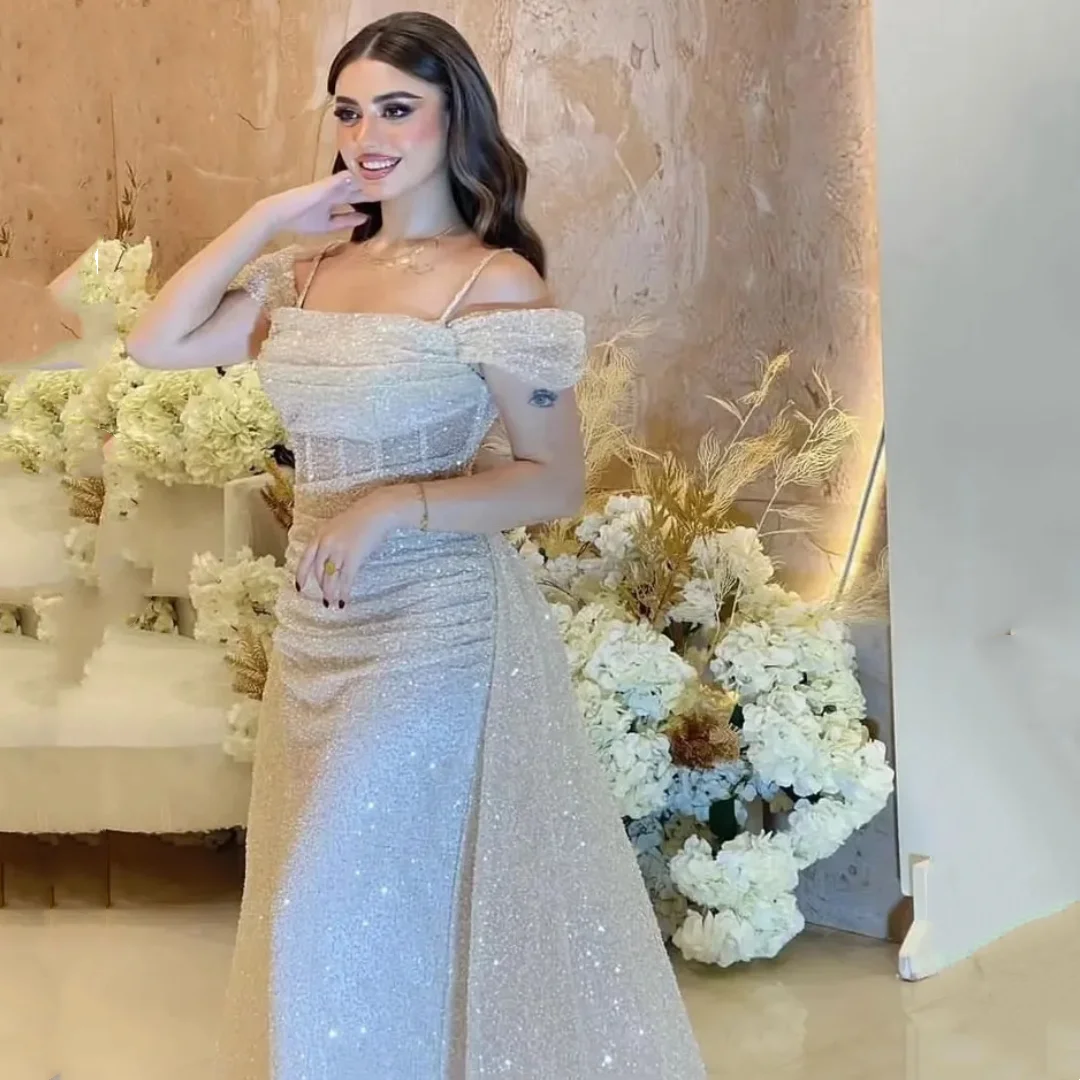 Jessica Saudi Arabia Ladies Evening Dress فساتين السهرة Mermaid Glitter Luxury Evening Dress Wedding Guests Party Dress