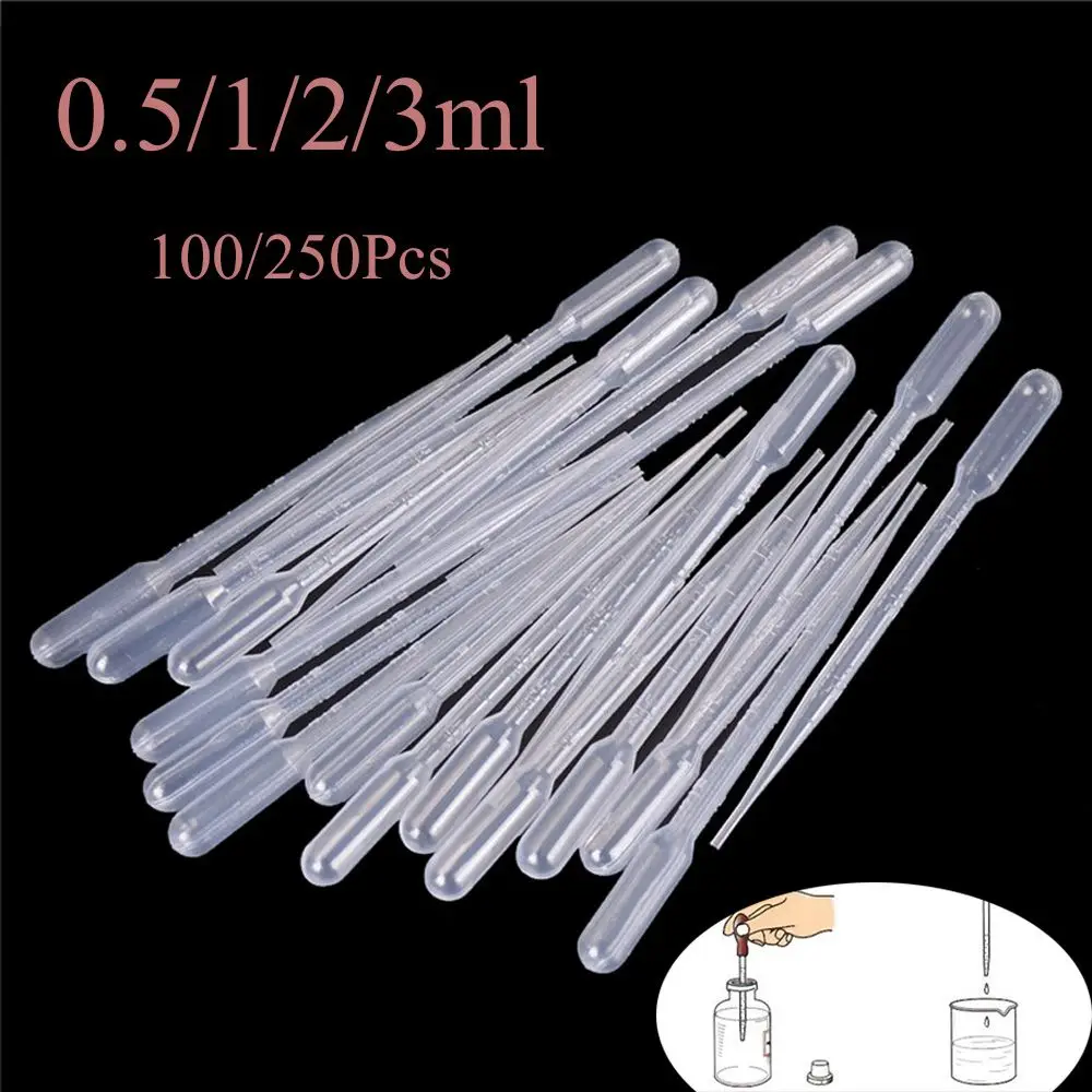 100/250Pcs Home  Plastic Lab Supplies Test Tubes Liquid Transfer Graduated Pipettes Pasteur Disposable Dropper