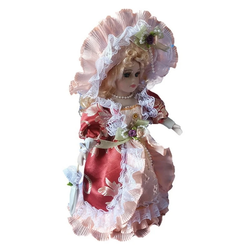 HUYU Muñeca Victoriana Coleccionable Muñeca Porcelana Elegante Muñeca Femenina Cerámica Muñeca Realista Delicada Centros