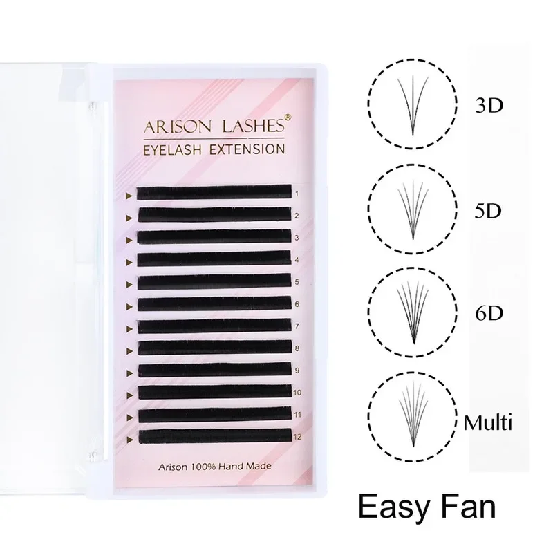 ARISON Easy Fanning Eyelash Extensions Auto Flowering Rapid Blooming Fans Lashes Natural False Couple Eyelashes Fast Delivery