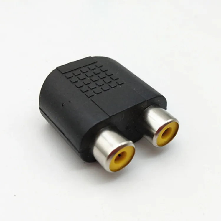 10pcs Direct supply of 3.5mm female to double lotus female one split two 3.5mm female to 2RCA female audio adapter short version