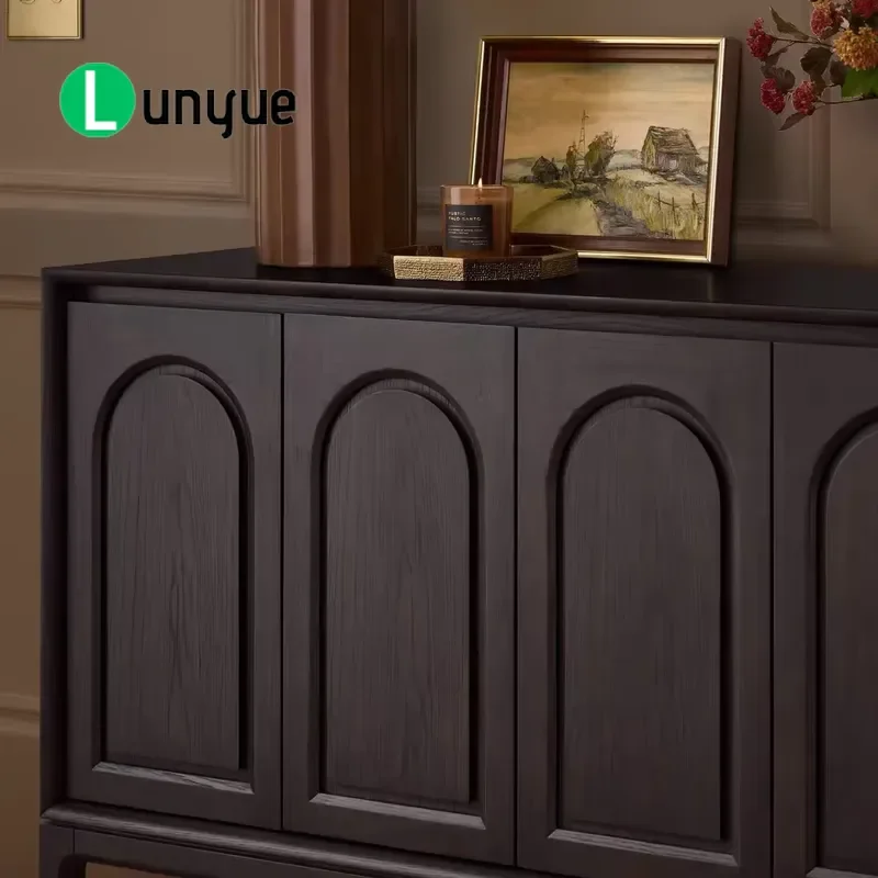 French Solid Wood Shoe Cabinet Multi Functional Entrance Storage Decorative Dining Sideboard For Small Apartment Custom