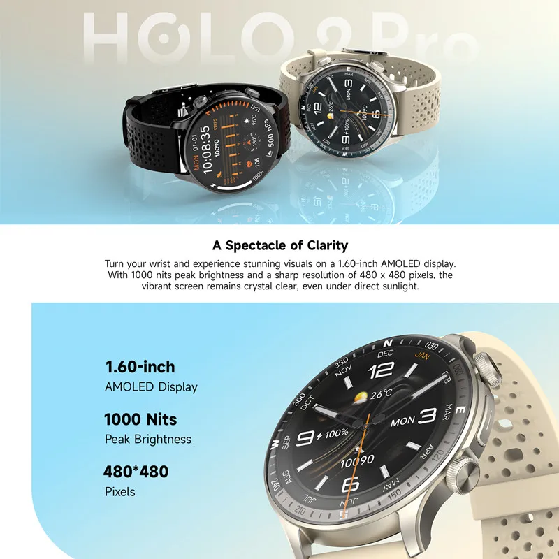 IMIKI HOLO 2 Pro 1.6 "AMOLED HD عرض Smartwatch 5ATM مقاوم للماء GPS بلوتوث مكالمات هاتفية سامسونج الرياضة الساعات الذكية