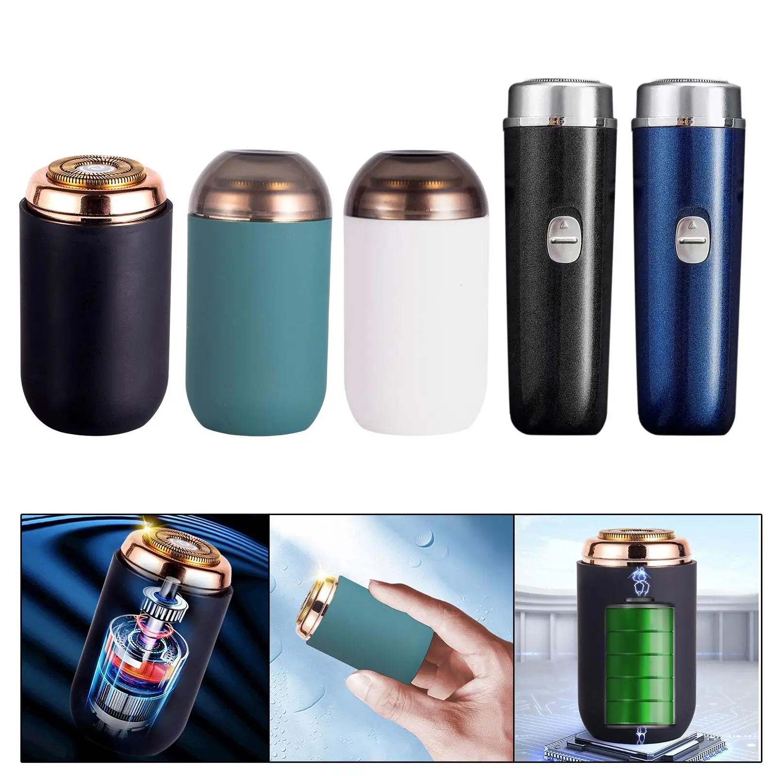 Mini barbeador elétrico à prova d'água com carregamento USB de bolso compacto para escritório