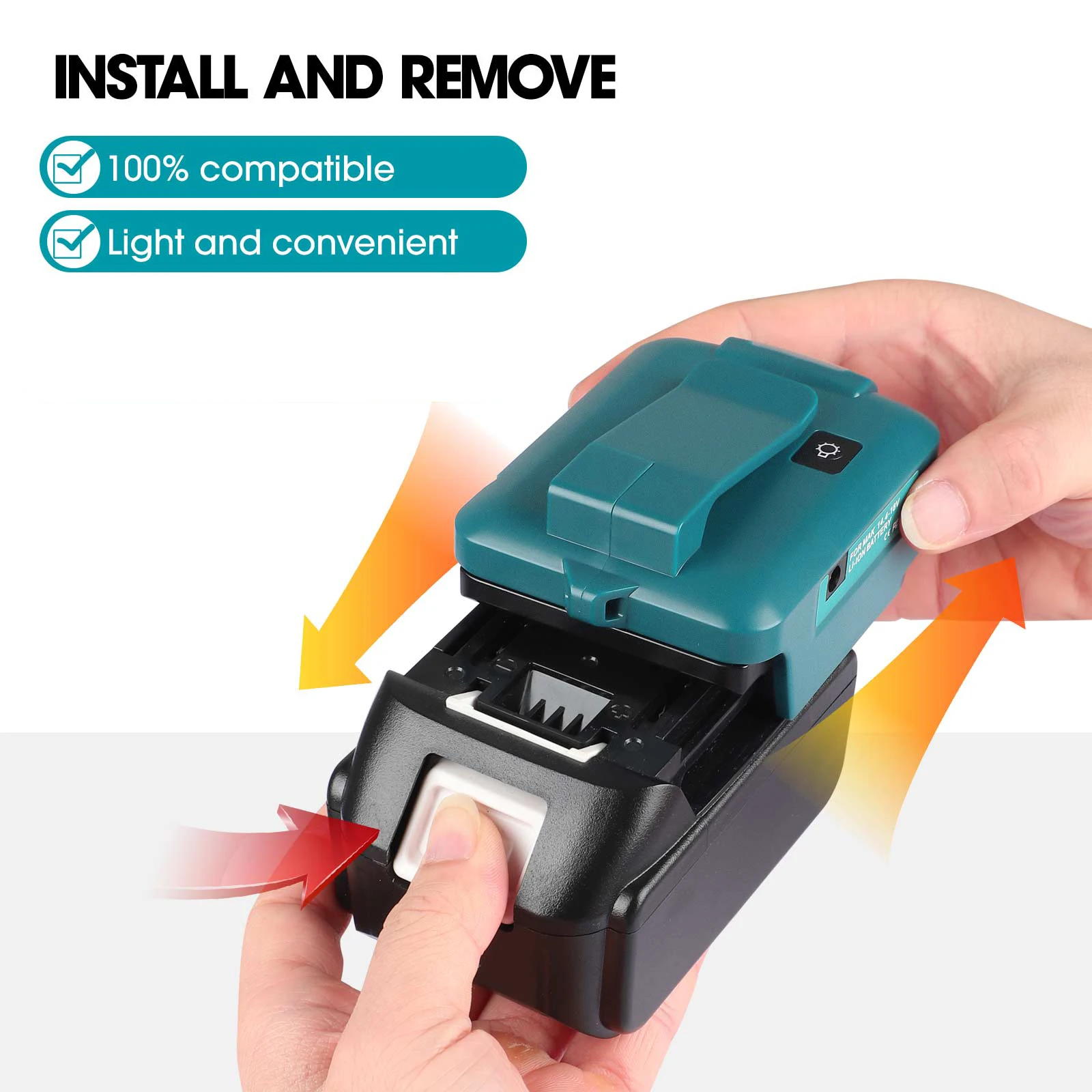 Dla Makita lampa LED dla Makita bateria BL1830 1430 1840 1860 1890 Typc-C QC3.0 Port USB 230lm 22.5W