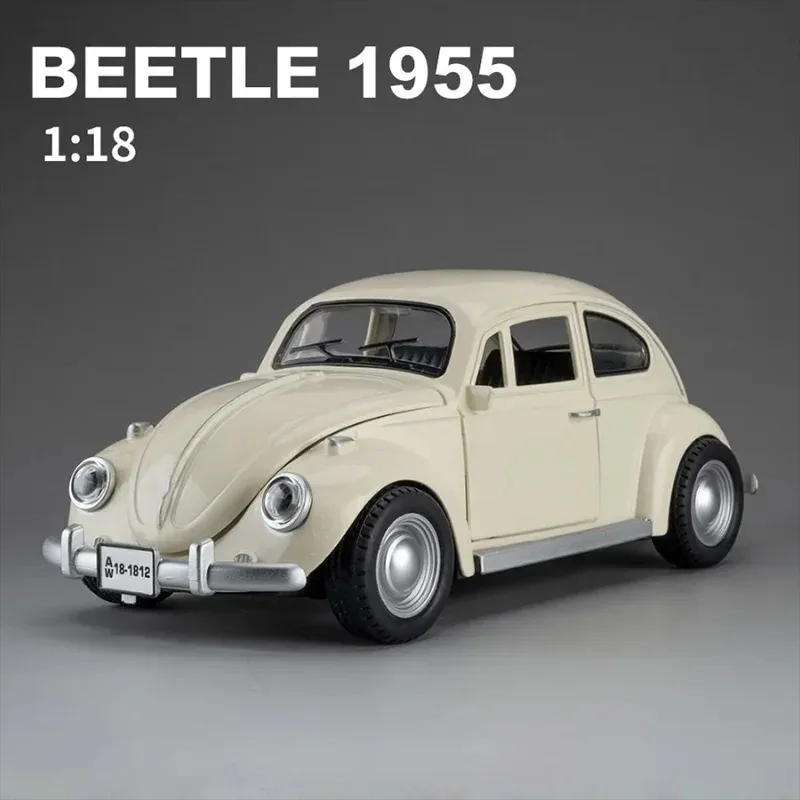 1:18 1955 Käfer Oldtimer Modell Druckguss Simulation Metalllegierung Auto Sound Licht Zurückziehen Spielzeug Fahrzeug Sammlung Spielzeug Geschenke
