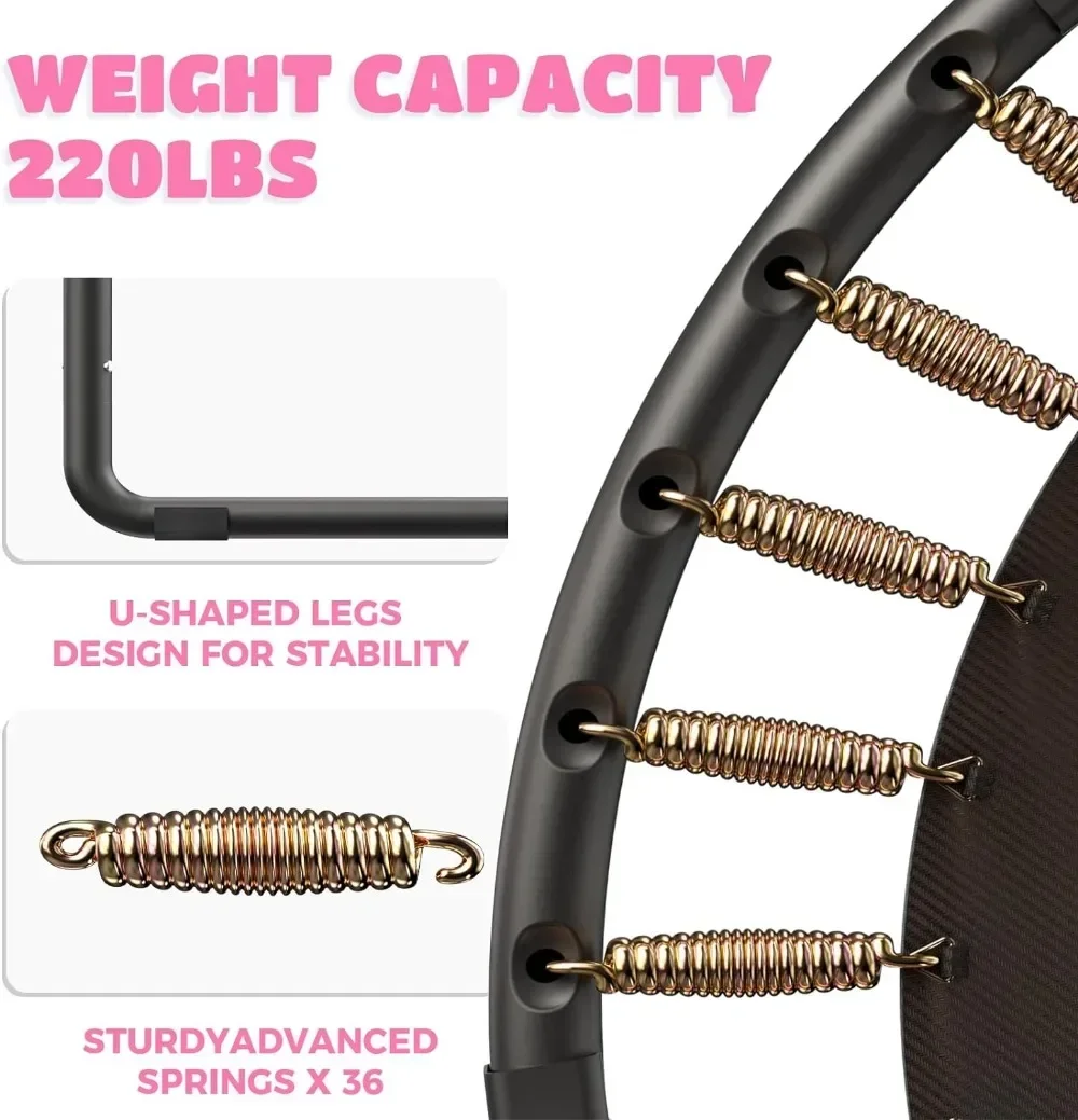 ترامبولين ez مقاس 60 بوصة للأطفال، ترامبولين داخلي وخارجي بطول 5 أقدام مع شبكة حاوية، ترامبولين صغير للأطفال الصغار مع كرة السلة