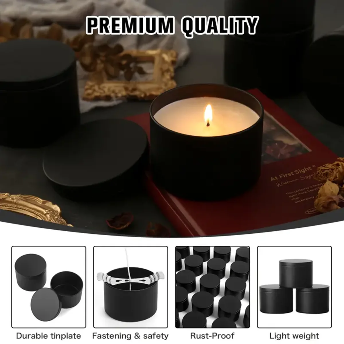 12pcs Candle Tins, 4/8oz Candle Containers For Making Candles, Bulk Candle Jars, DIY Candle Making Tins, For candle making.