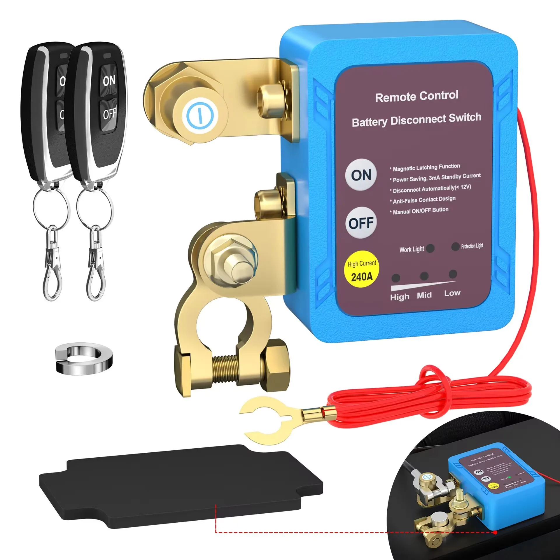 

Automobile Battery Remote Disconnect Switch 12V Power Cut-off Switch Power Switch Anti-leakage Leakage Protection Device