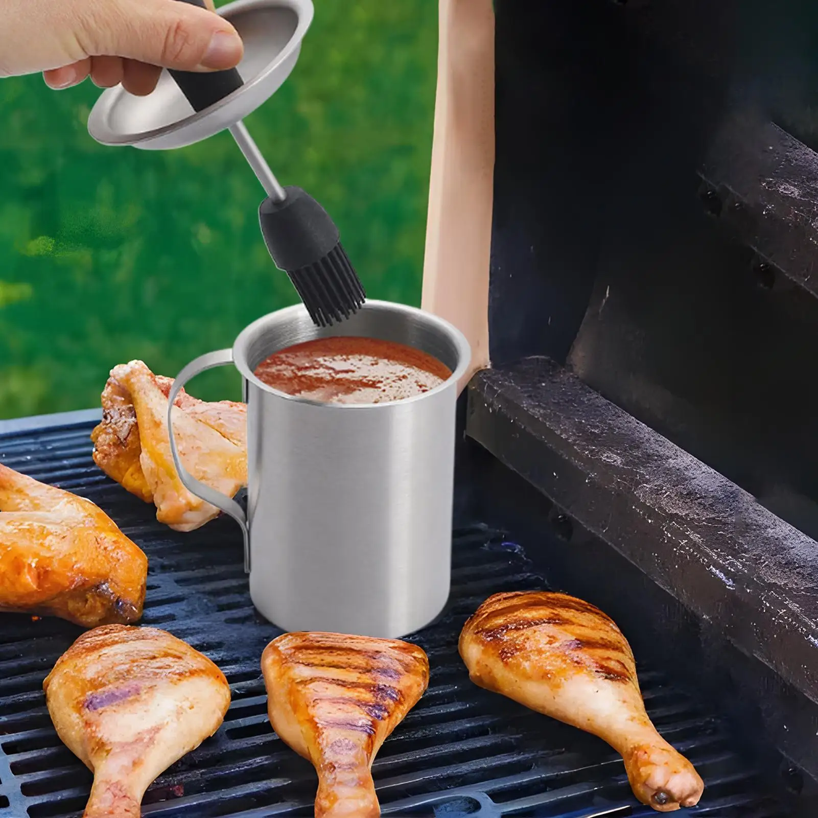 

Basting Pot And Brush Set For Grilling Basting Pot With Brush For Cooking BBQ Basting Pot With Basting Brushes Set