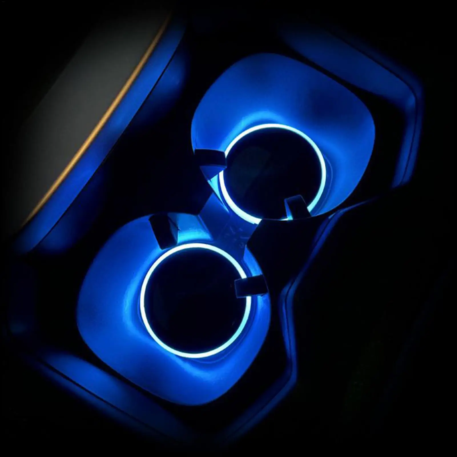 Cup Holder Lights 1 Pair 7-Color Solar USB Charging Auto Supplies LED Cup Holder For Atmosphere Lighting Charging Vehicle