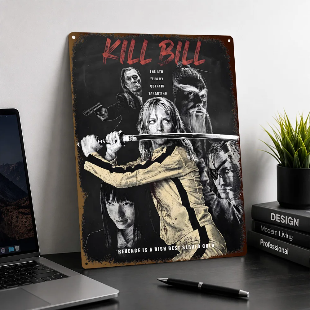 Kill Bill Character Collage Aluminum Poster Personalized Metal Sign Action Cinema Tribute Wall Art Loved By Warrior Story Fans