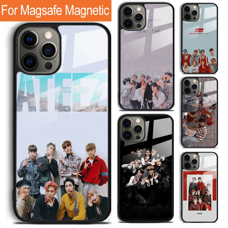 Kpop Band Ateez Phone Case For iPhone 16 15 14 13 12 11 Pro Max Plus Magsafe Magnetic Wireless Charging Cover