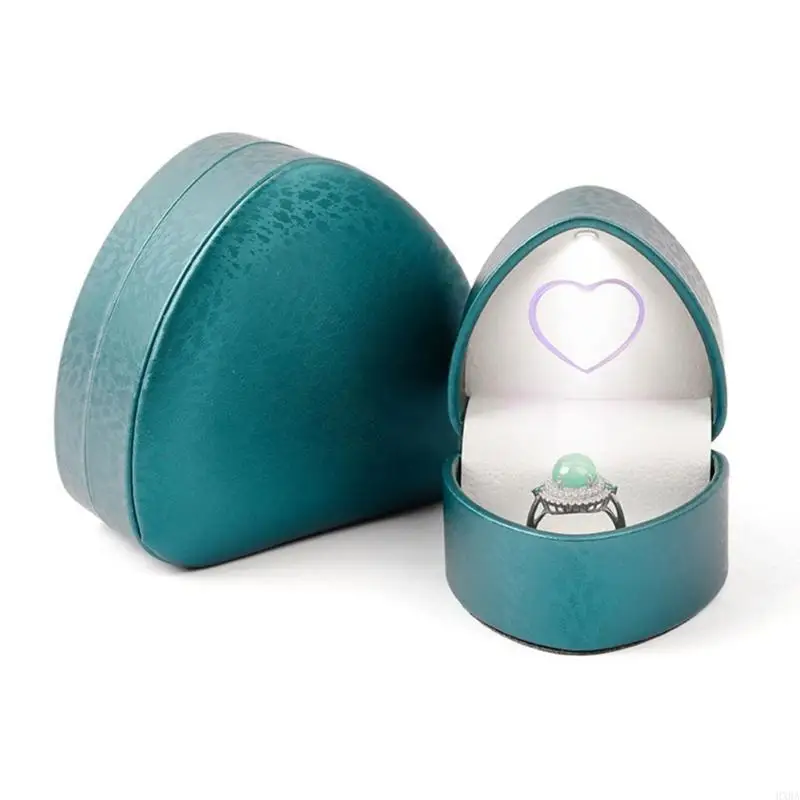 

HXBA Elegant LED Light Jewelry Storage Box Heart Jewelry Display Container Accessory Display Holder for Rings Bracelet