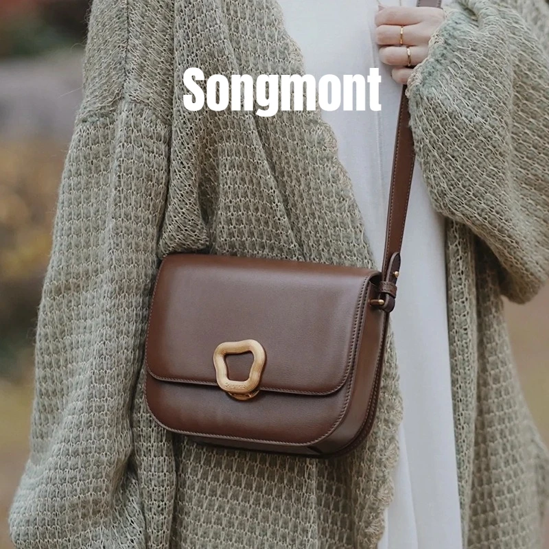 

Songmont Tofu Bag, Vintage Leather Square Crossbody Purse for Women, Retro Small Shoulder Bag