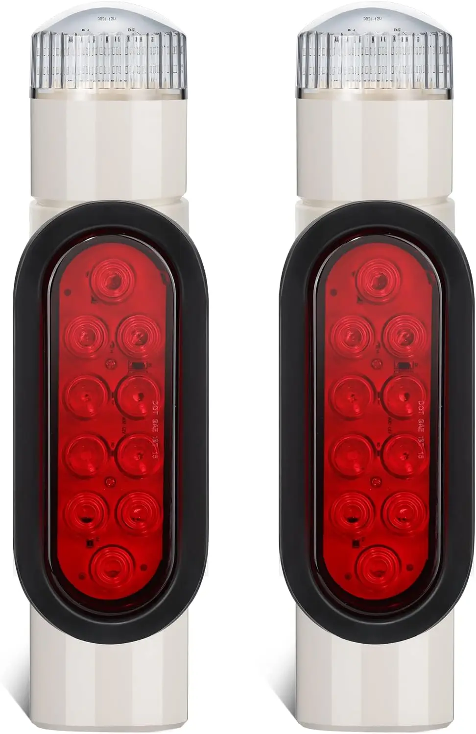 

2pcs DOT Approved Waterproof Boat Trailer Guide Pole Lights for 2-3/8" PVC Pipe, Turn Signal Brake Tail Lights 12V