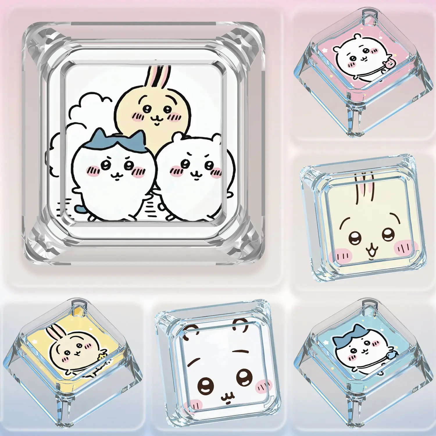 New Chiikawa Mechanical Keyboard Personalized Keycaps Cross Axis Body Usagi Cute Keyboard Cap Transparent Keycaps Gifts Toys