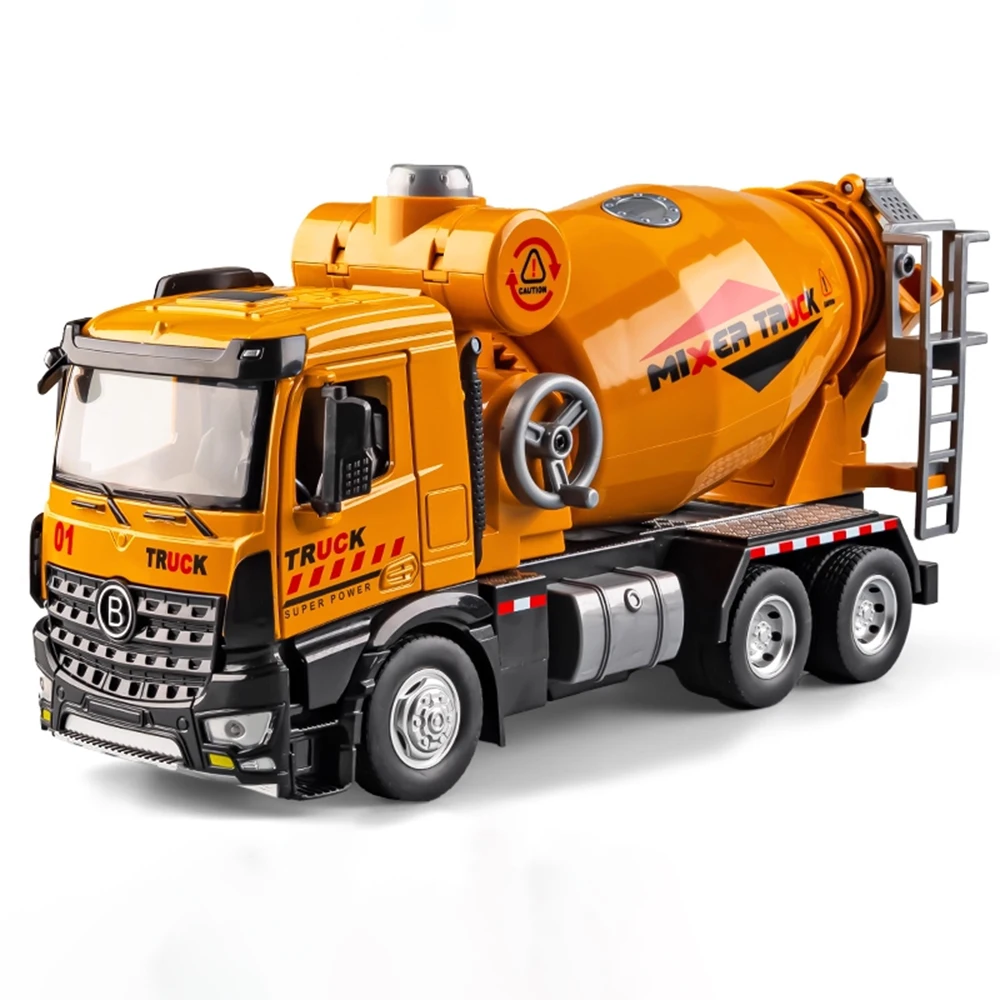 Grande 1:24 caminhão misturador guindaste escavadeira carro brinquedo modelo som luz caminhões basculantes liga diecast veículos de engenharia crianças presente