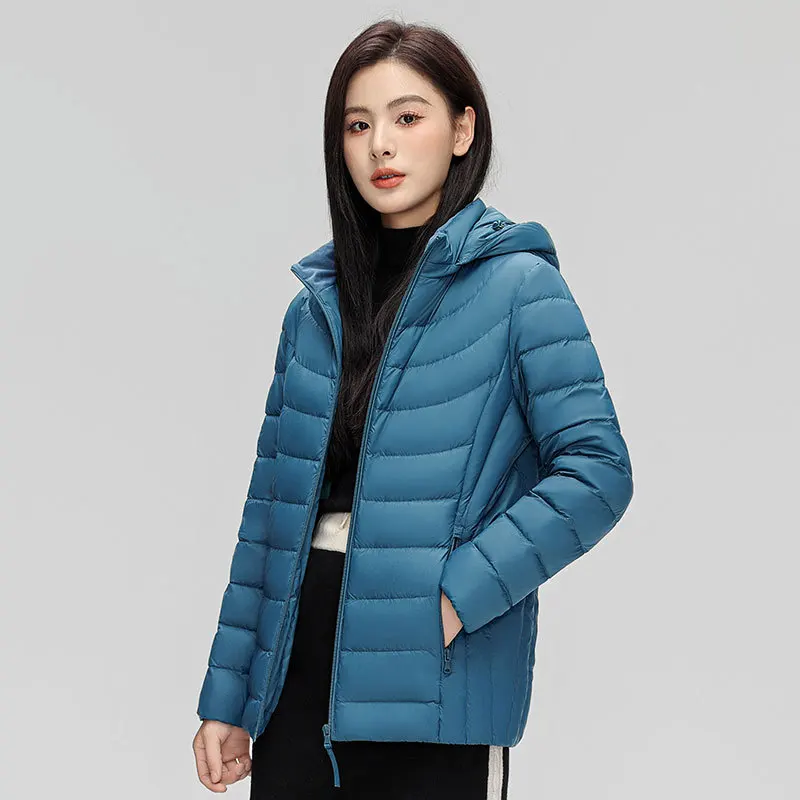 Women's 90% Down Jacket Hooded Puffer Jackets, Hat Detachable Warm Coat Parka, Outwear, Windbreaker, Quilted Jacket, Winter