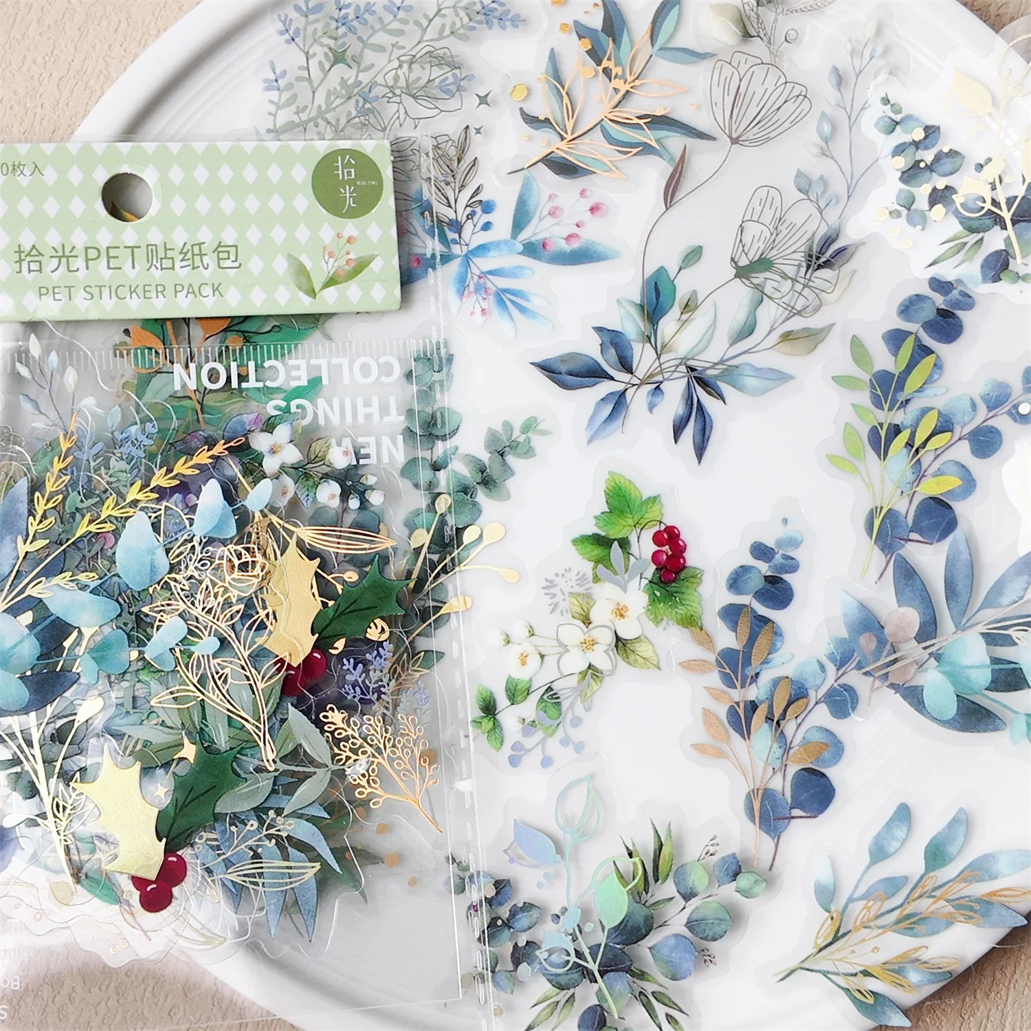 40 Stück PET Pflanze Blumen Aufkleber DIY Junk Journal Collage Blumen Blätter Dekor Aufkleber Scrapbooking Album Planer Kunst DIY Handwerk