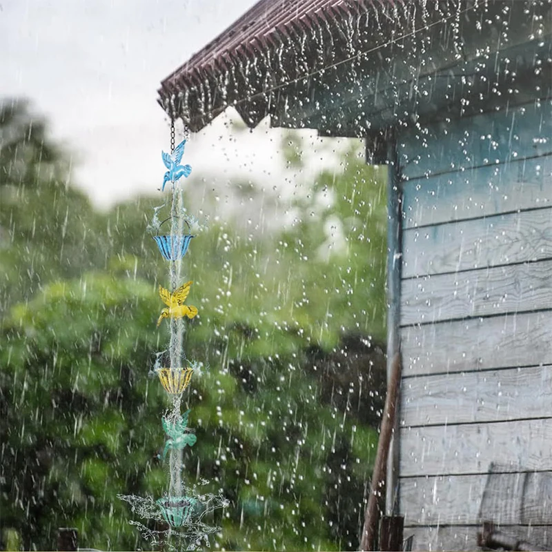 Rain Chain, Hummingbird Rain Chains For Outside, Metal Rain Chain Bell, Decorative Rain Catcher Chain Replacement Downspout